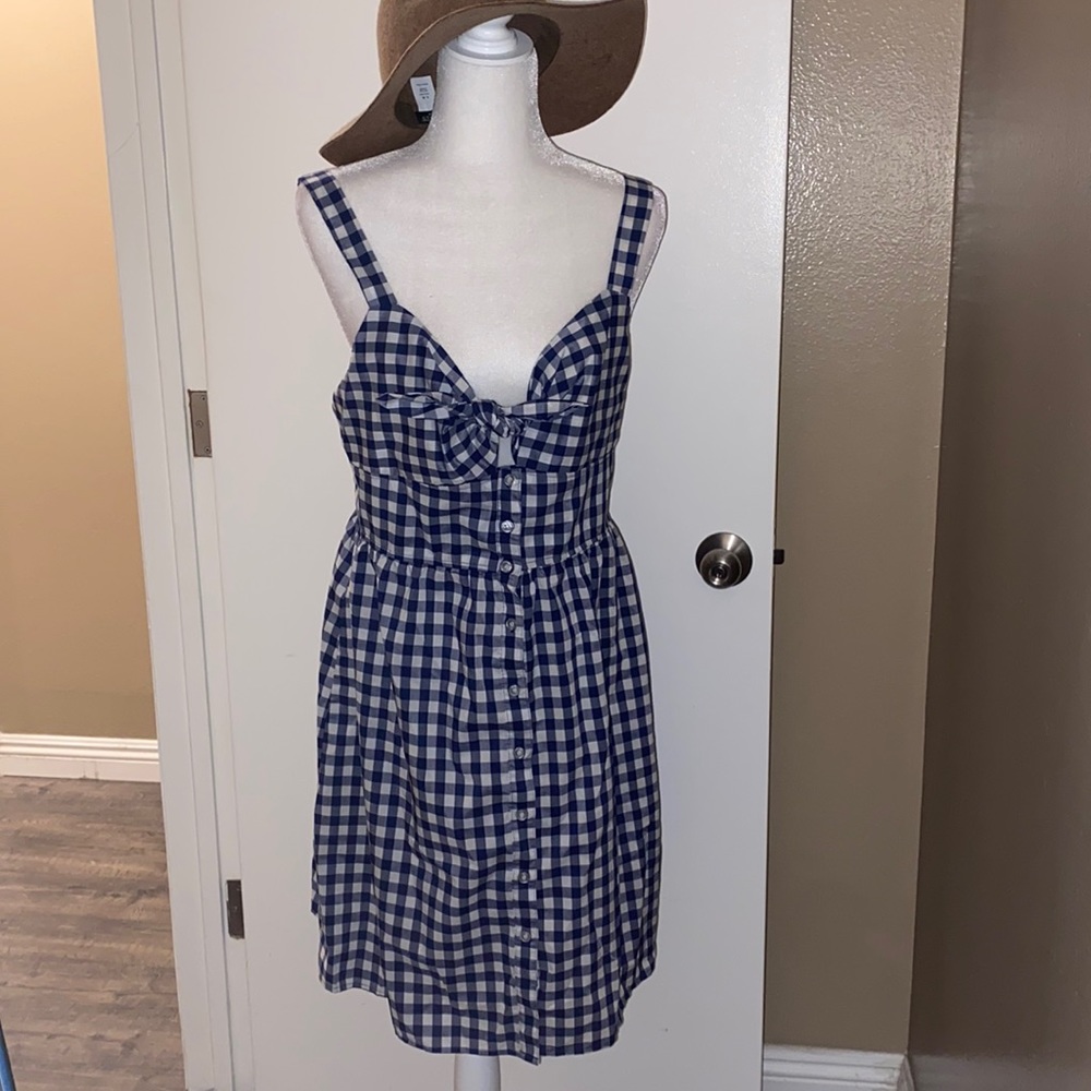 Bebop Blue gingham dress perfect for fall!